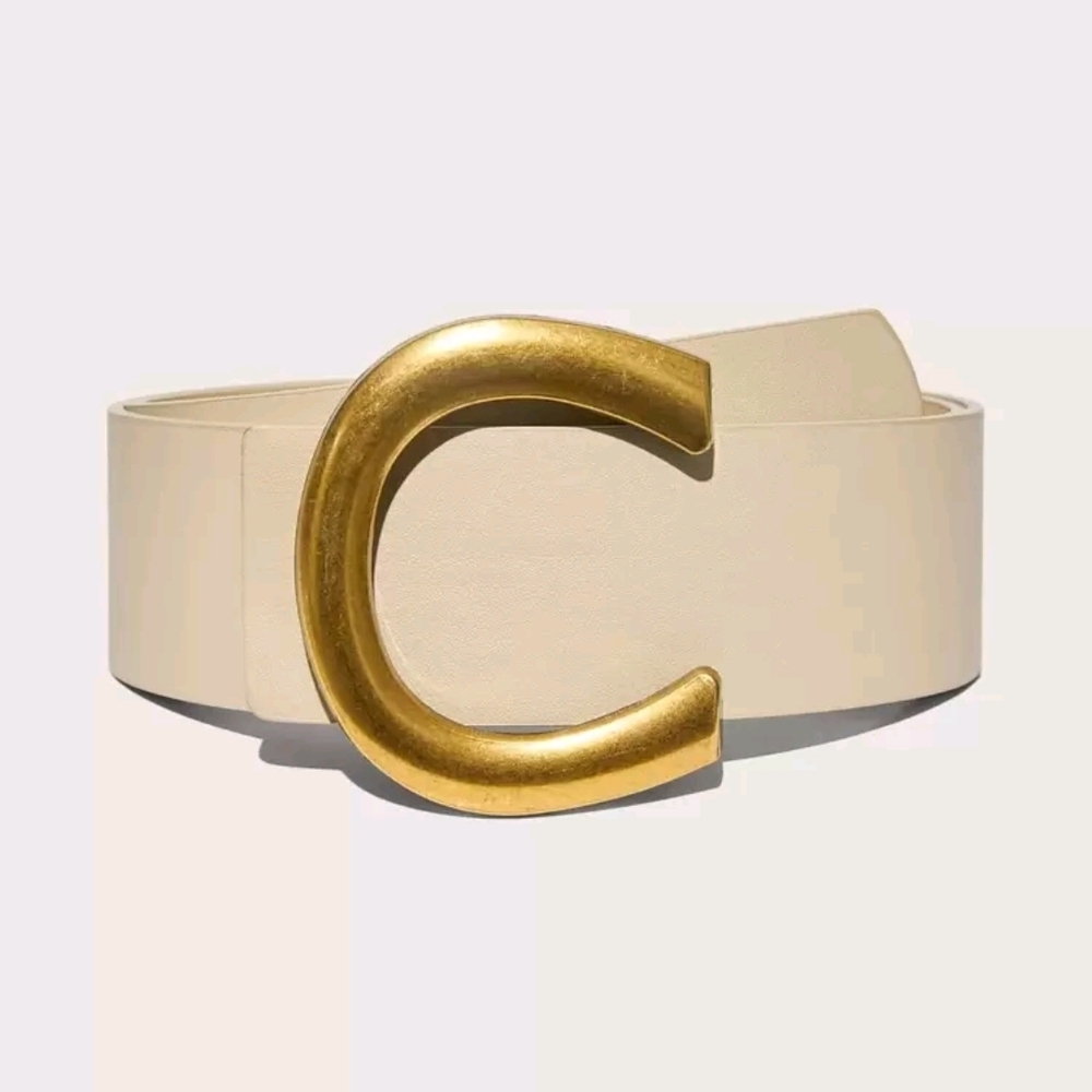 Elegant Cream Belt with‎ Gold Buckle